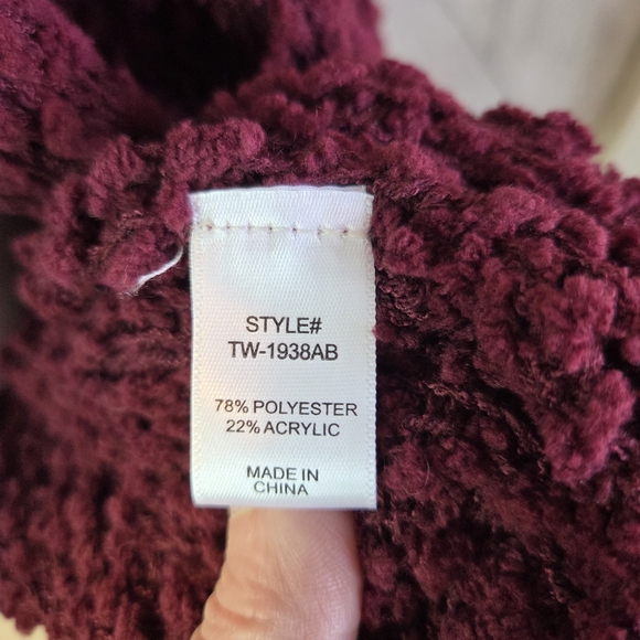 NWT Elegant Maroon Open Front Popcorn Cardigan - Picture 5 of 5
